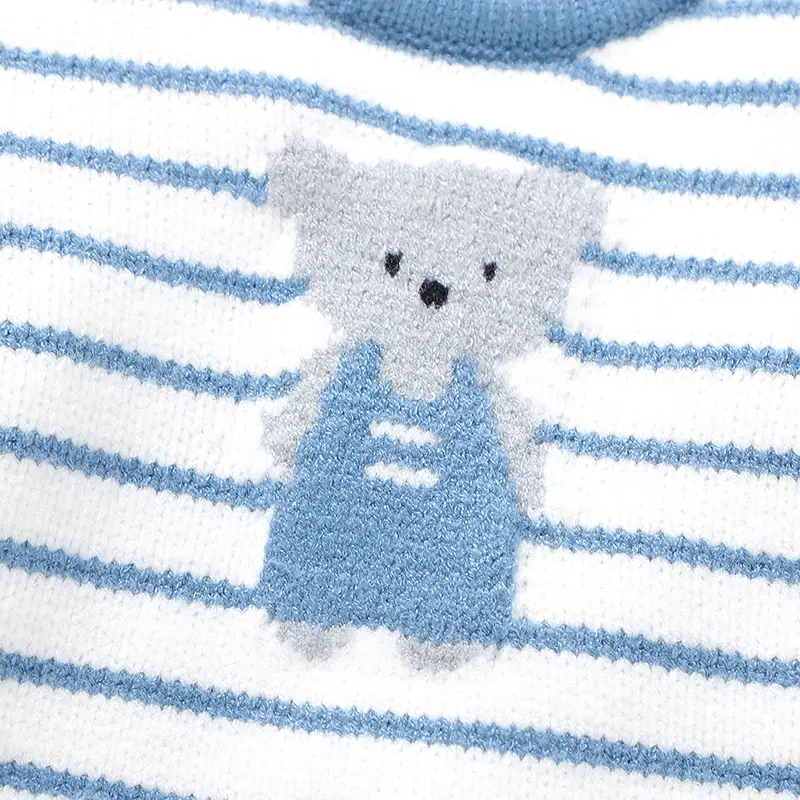 Baby Boys Knit Rompers One Piece Cartoon Bear Newborn Infant Girls Crew Neck Jumpsuits Playsuits 0-18m Children Overalls Clothes