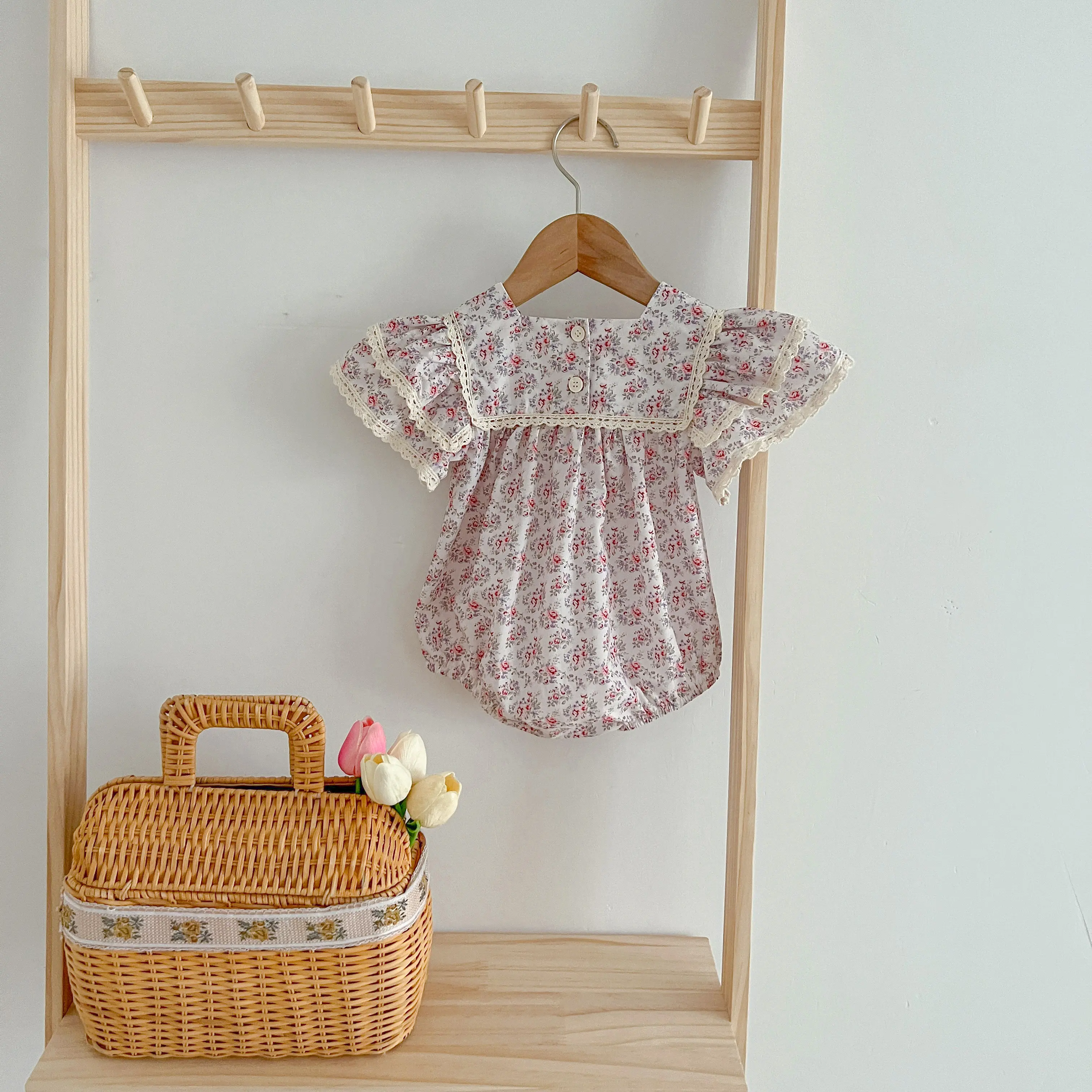 Sister Toddler Baby Girls Flower Lace Dresses Summer Girl Baby Romper Sister Matching Outfit Princess Dress Pink Princess Romper
