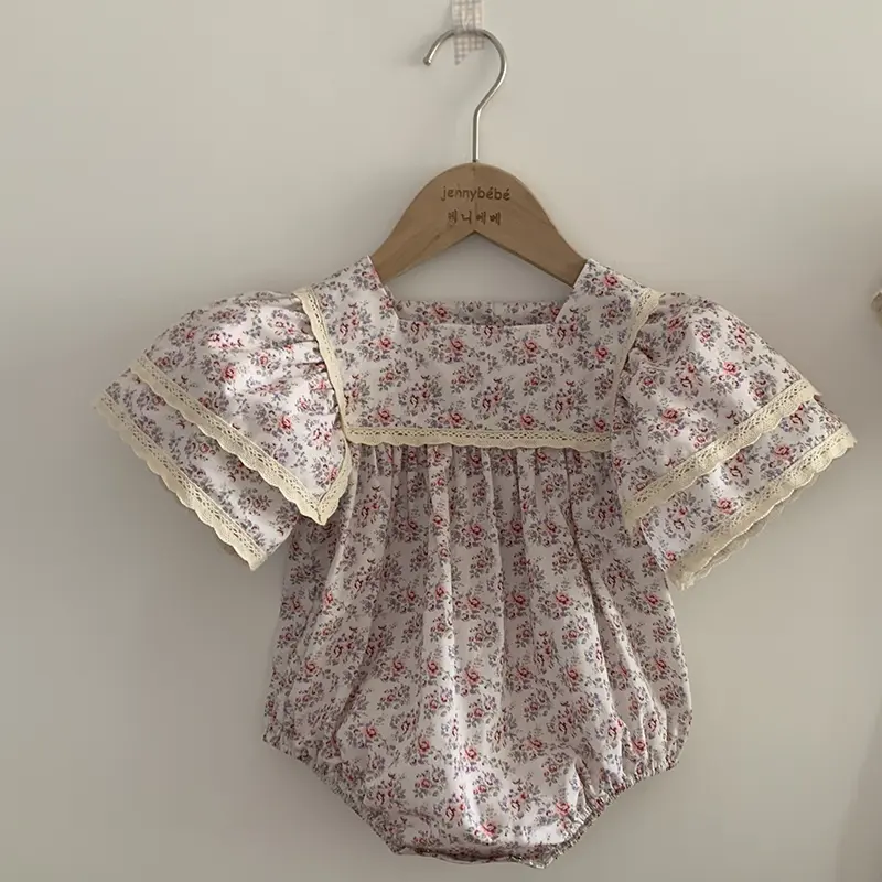 0-3Y Newborn Girl Romper Floral Infants Girls Short Sleeve Bodysuits Summer Newborn Baby Girls Clothes Cotton Princess Bodysuit