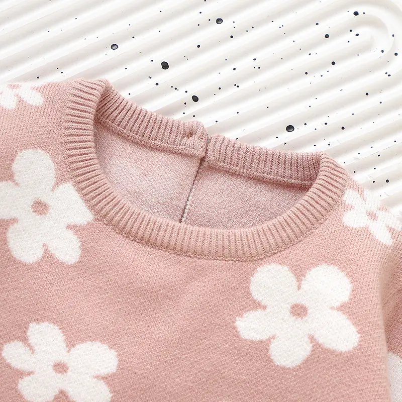 Infant Rompers Cute Floral Pattern Newborn Babies Girl One Piece Jumpsuits Autumn Winter Casual Long Sleeve Knit Toddler Costume