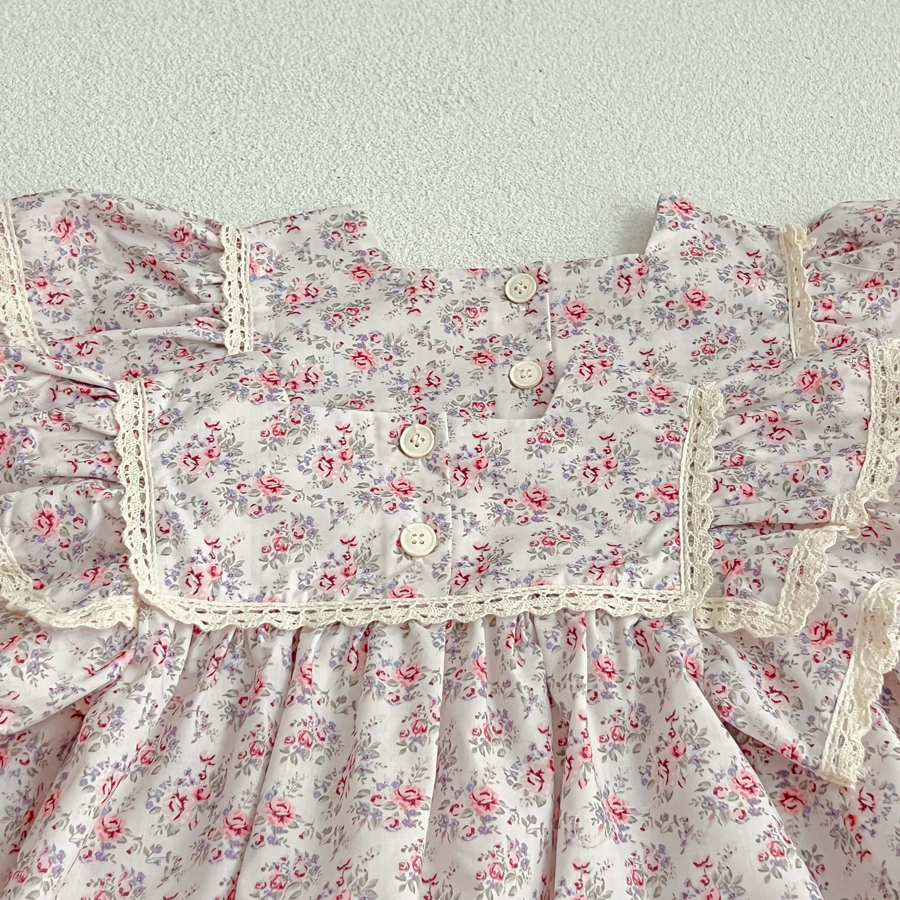 Sister Toddler Baby Girls Flower Lace Dresses Summer Girl Baby Romper Sister Matching Outfit Princess Dress Pink Princess Romper