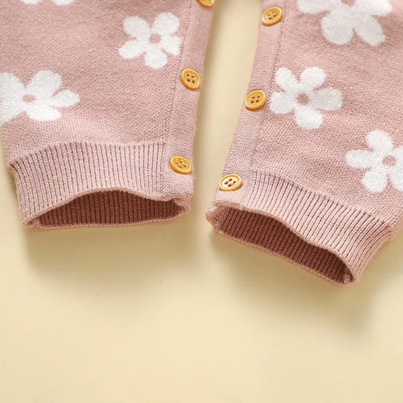 Infant Rompers Cute Floral Pattern Newborn Babies Girl One Piece Jumpsuits Autumn Winter Casual Long Sleeve Knit Toddler Costume