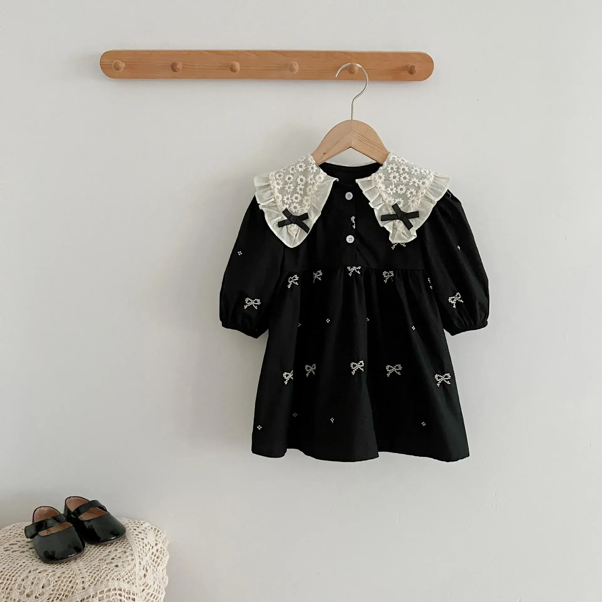 1-6Y Baby Girl Clothing Lace Autumn Casual Dresses Children Fashion Embroidery Sweet Princess Dress Long Sleeve Kids Party Dress