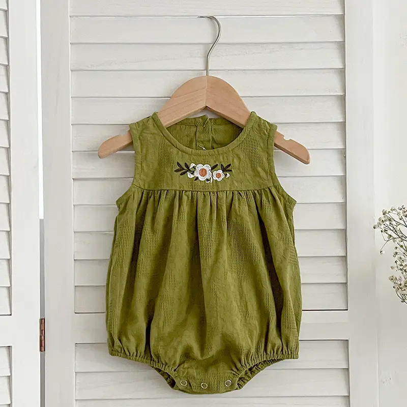 2024 Infant One Piece Big Sisters Dresses Girls Sisters Clothes Summer Baby Clothes Embroidery Flower Little Girls Bodysuits