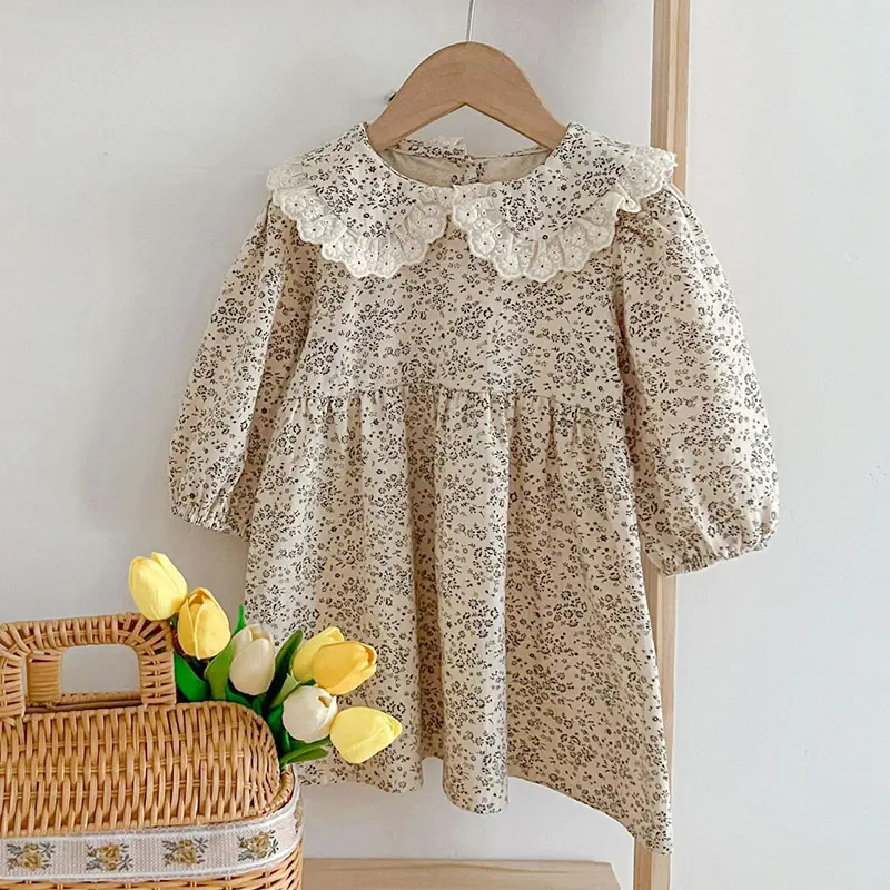 Spring Autumn Kids Baby Girls Long Sleeve Sweet Printing Princess Dress Casual Baby Girls Dress Children Clothes Dress