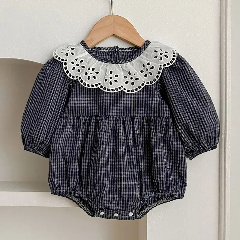 Spring Autumn Baby Girls Long Sleeve Sweet Sisters Grid Dress Infant Rompers Kids Baby Girls Princess Clothes Rompers