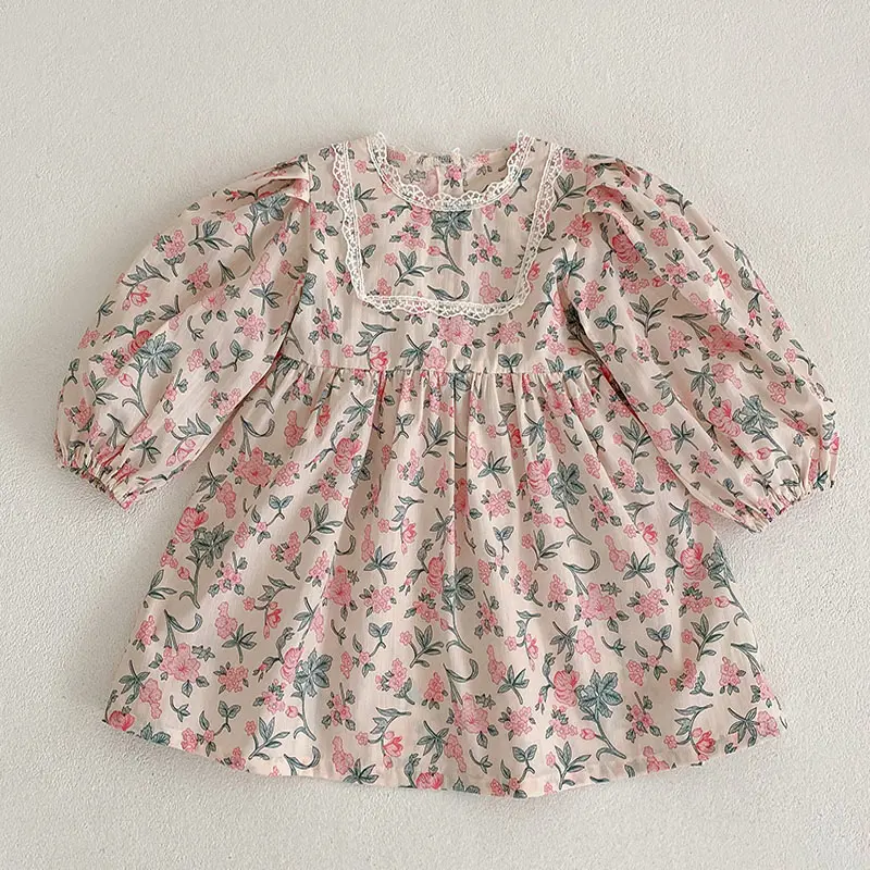 New Children Clothes Dress Autumn Kids Baby Girls Dress Long Sleeve Sweet Flower Printing Princess Dress Spring Baby Girls Dress