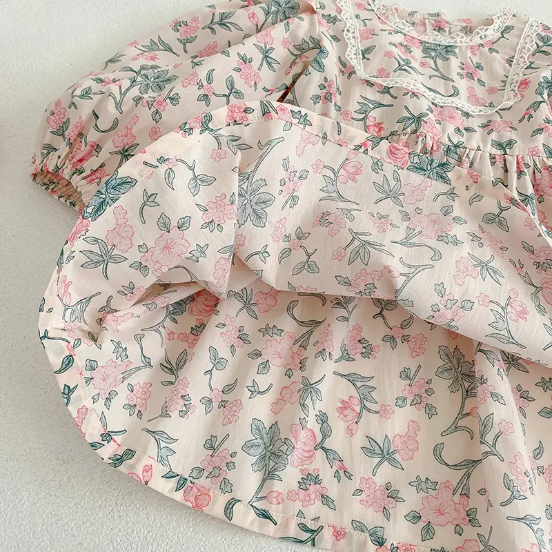 New Children Clothes Dress Autumn Kids Baby Girls Dress Long Sleeve Sweet Flower Printing Princess Dress Spring Baby Girls Dress