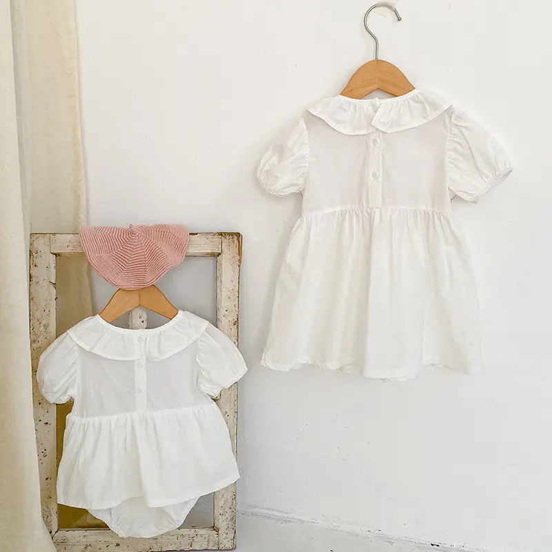 Newborn Baby Girls Romper Dress Fashion White Bait Baby Clothes Cotton Spring Summer Toddler Girls Jumpsuit Outfits Clothing