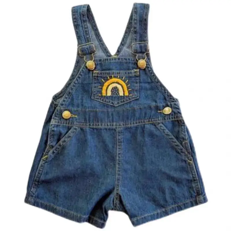 2024 Brother Match Clothes Summer Children Denim Sets Embroidery Baby Denim Romper Sister Baby Girls Denim Dresses Korean Style