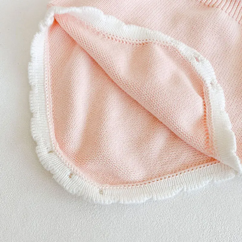 Cute Autumn Winter Infant Baby Girls Bowknot Rompers Clothing Kids Girl Long Sleeve Knit Rompers Clothes