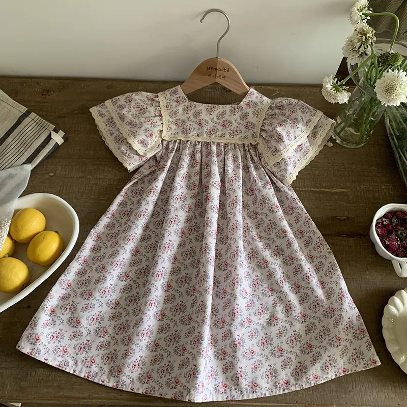 Sister Baby Girls Flower Lace Dresses Summer Girl Baby Romper Sister Matching Outfit Princess Dress Toddler Pink Princess Romper