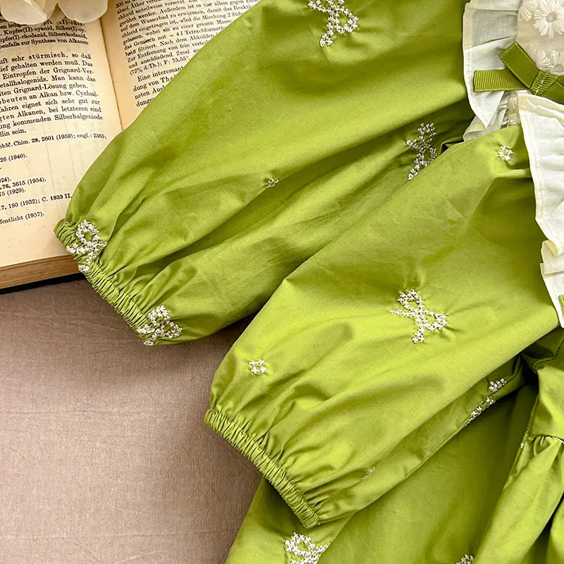 Sisters Clothes Infant Baby Girls Lace Collar Dress Rompers Kids Baby Girls Embroider Bow Knot Princess Dress Clothes Rompers