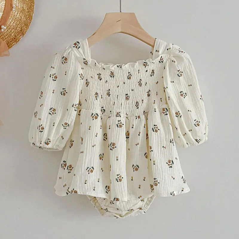 Spring Autumn Infant Kids Baby Girls Long Sleeve Rose Print Sisters Dress Newborn Kids Baby Girls Children Clothes Rompers