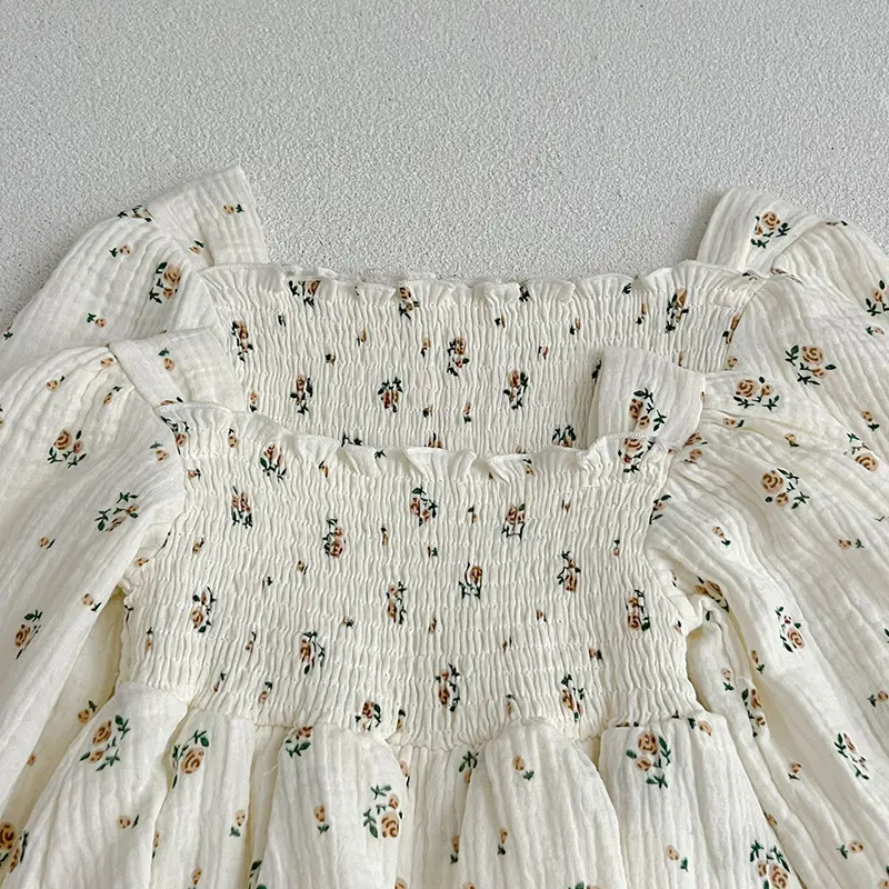Spring Autumn Infant Kids Baby Girls Long Sleeve Rose Print Sisters Dress Newborn Kids Baby Girls Children Clothes Rompers