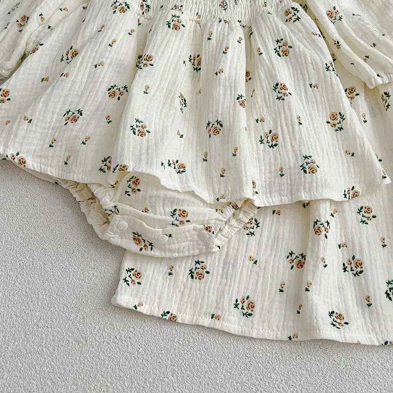 Spring Autumn Infant Kids Baby Girls Long Sleeve Rose Print Sisters Dress Newborn Kids Baby Girls Children Clothes Rompers