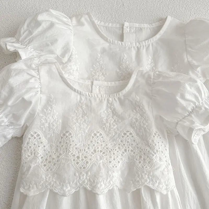 Summer Newborn Baby Girls Sweet Pure Color Jumpsuit Toddler Baby Girls Short Sleeves Kids Princess Dress Girls Sister Clothes