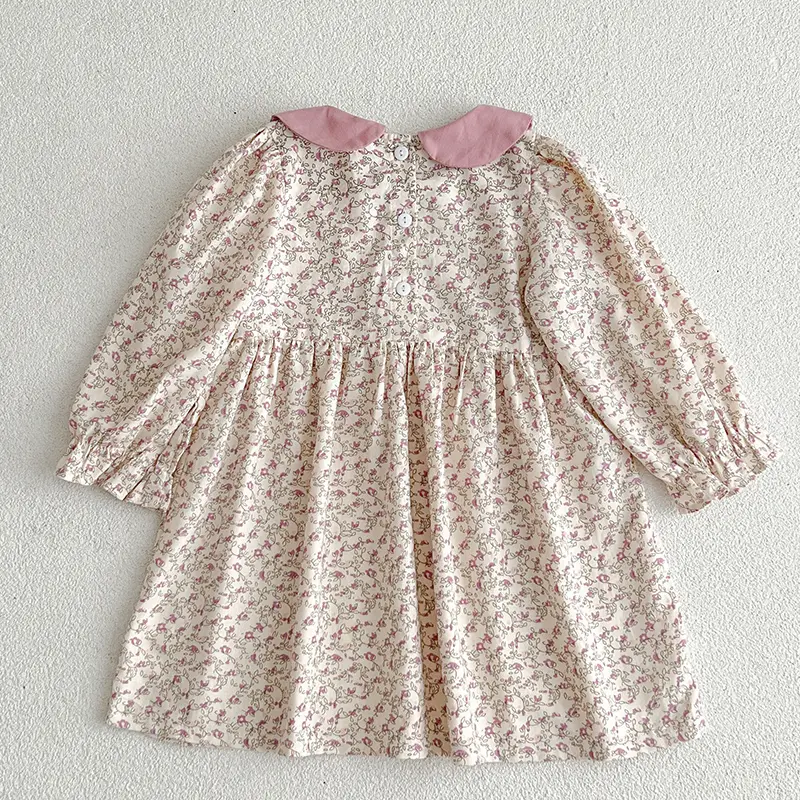 Autumn Girls Baby Dress 1-6Yrs Kids Floral Dress Sweet Princess Girl Kids Doll Collar Cotton Birthday Dresses Children Clothes