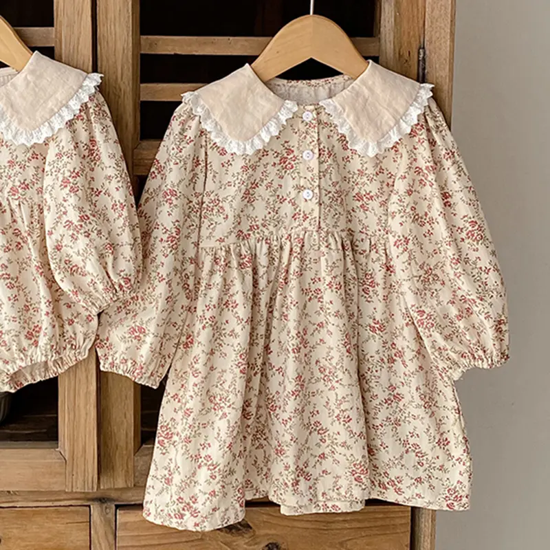 New Children Clothes Dress Autumn Kids Baby Girls Flower Dress Long Sleeve Sweet Printing Princess Dress Casual Baby Girls Dress