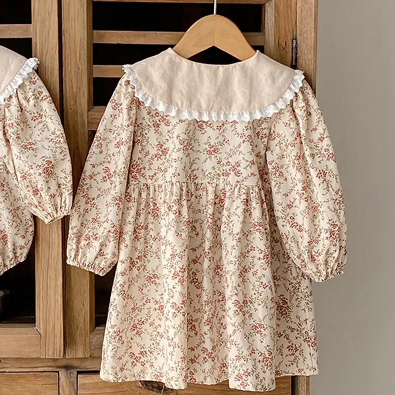 New Children Clothes Dress Autumn Kids Baby Girls Flower Dress Long Sleeve Sweet Printing Princess Dress Casual Baby Girls Dress