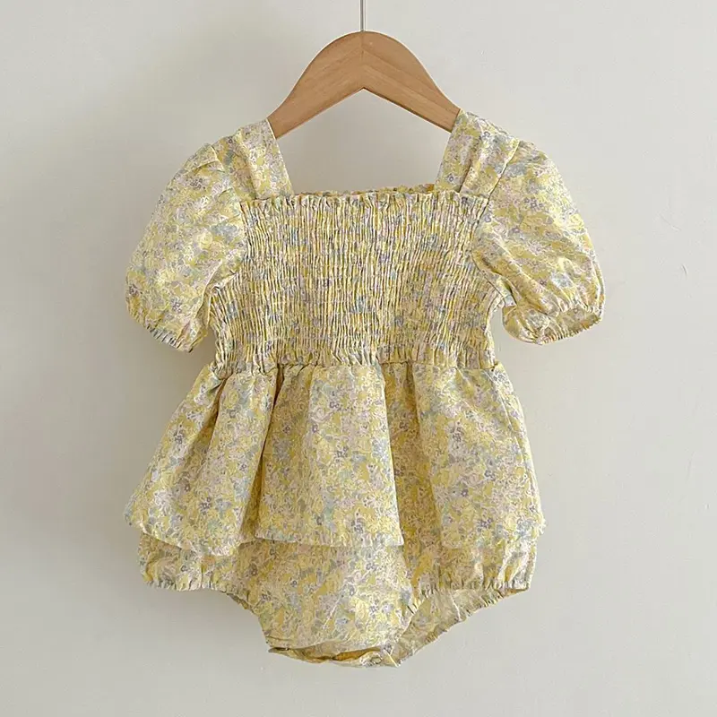 Newborn Toddler Baby Girls Sweet Printing Jumpsuit Summer Baby Girls Short Sleeves Kids Princess Dress Girls Sister Clothes