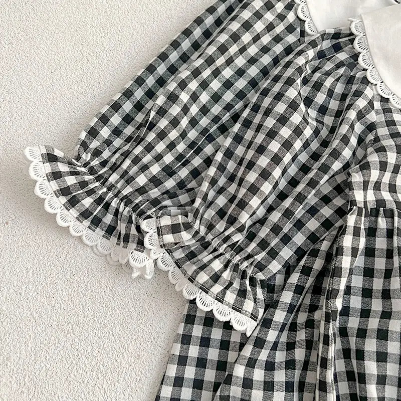 Infant Baby Girls Long Sleeve Sweet Sisters Grid Dress Spring Autumn Rompers Kids Baby Girls Princess Clothes Rompers
