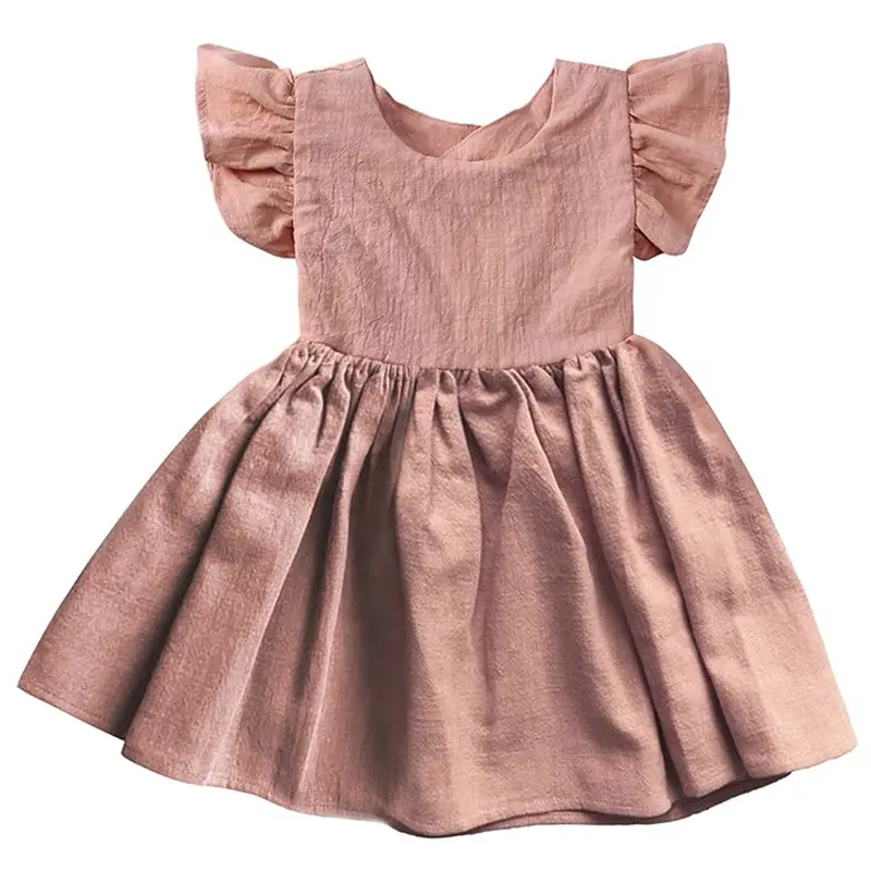 Toddler Party Dresse Summer Baby Girl Dress Cotton Soft Baby Simple Dress Solid A-line Toddler Smock Dress Baby Girls Home Dress