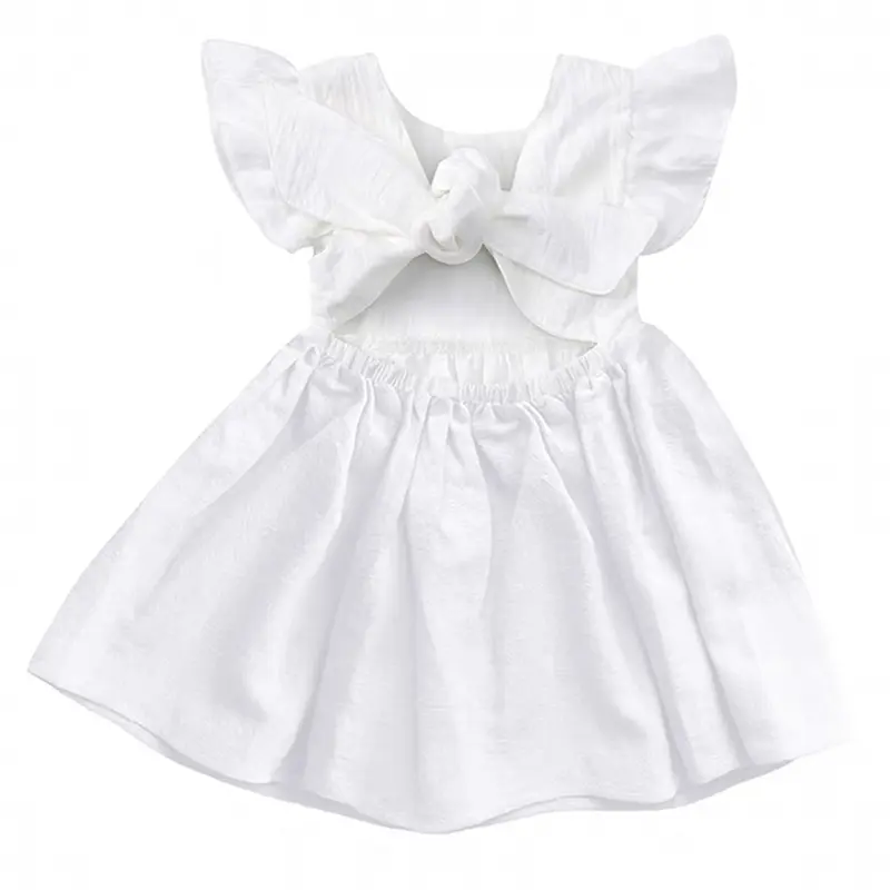 Toddler Party Dresse Summer Baby Girl Dress Cotton Soft Baby Simple Dress Solid A-line Toddler Smock Dress Baby Girls Home Dress