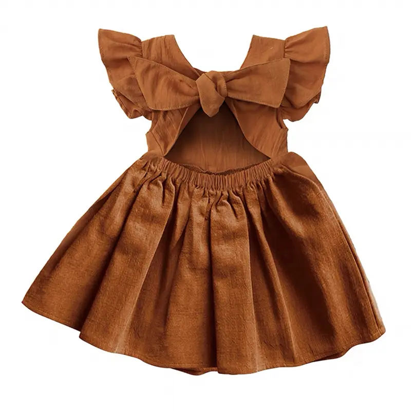 Toddler Party Dresse Summer Baby Girl Dress Cotton Soft Baby Simple Dress Solid A-line Toddler Smock Dress Baby Girls Home Dress