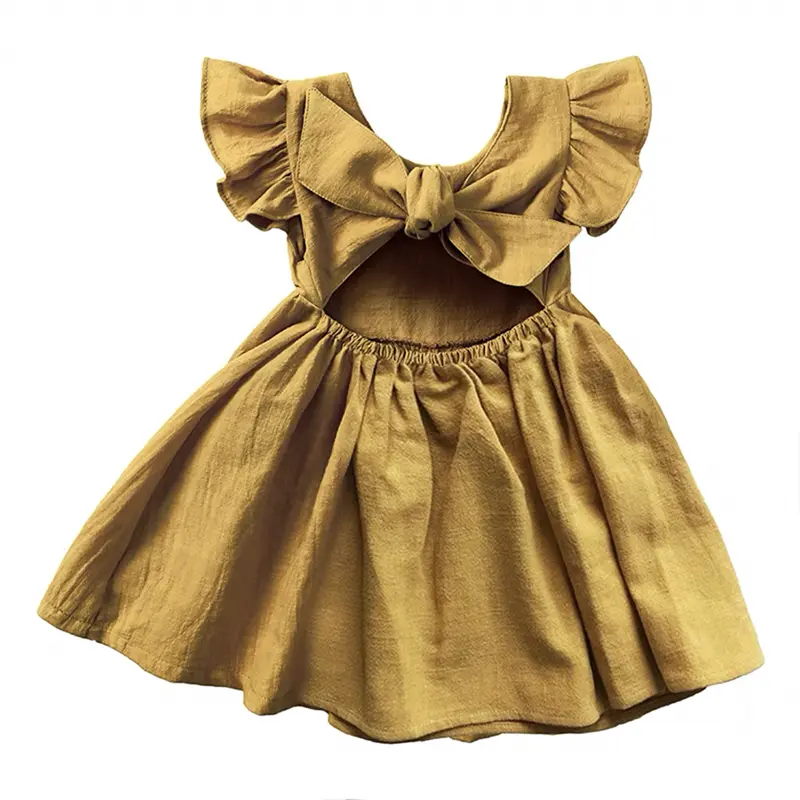 Toddler Party Dresse Summer Baby Girl Dress Cotton Soft Baby Simple Dress Solid A-line Toddler Smock Dress Baby Girls Home Dress