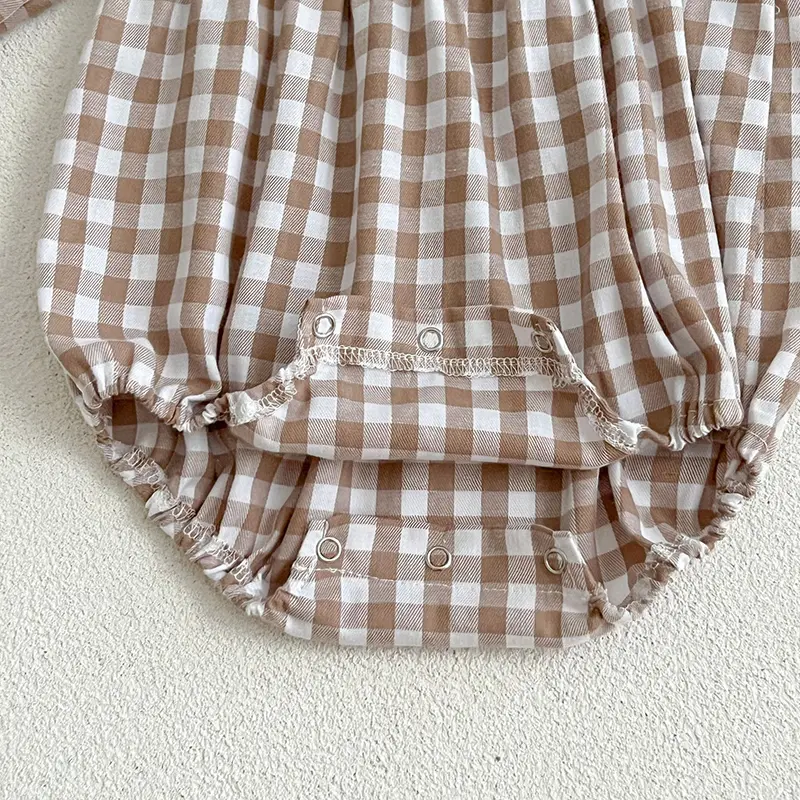 Spring Autumn Infant Kids Baby Girls Long Sleeve Grid Sisters Dress Doll Collar Newborn Kids Baby Girls Children Clothes Rompers