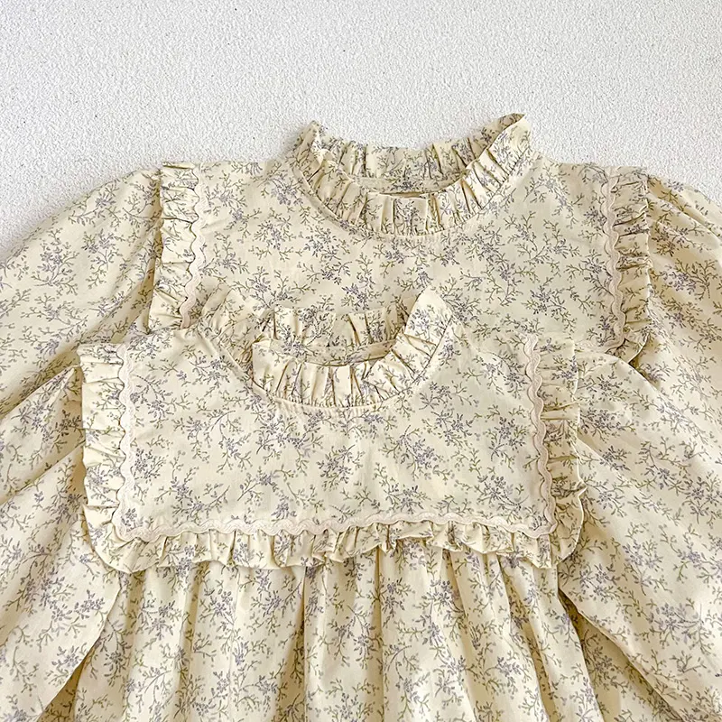 New Kids Baby Girls Long Sleeve Flower Printing Princess Dress Spring Autumn Sweet Baby Girls Dress Children Clothes Dress