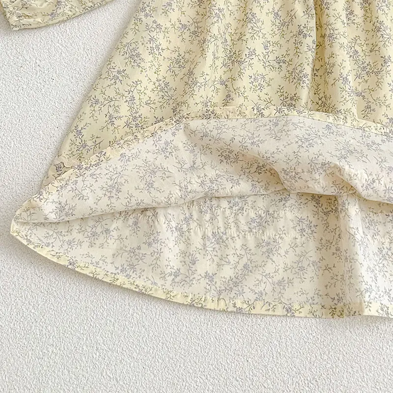 New Kids Baby Girls Long Sleeve Flower Printing Princess Dress Spring Autumn Sweet Baby Girls Dress Children Clothes Dress