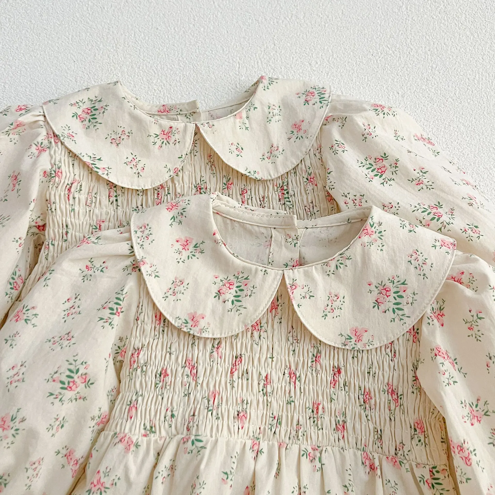 Baby Girls Floral Printed Dress Autumn Toddlers Girls Printed Princess Dresses Long Sleeve Ruffles Soft Cotton Baby Kids Dress