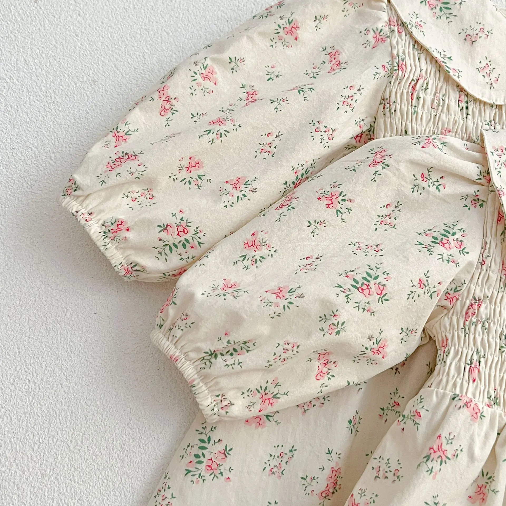 Baby Girls Floral Printed Dress Autumn Toddlers Girls Printed Princess Dresses Long Sleeve Ruffles Soft Cotton Baby Kids Dress