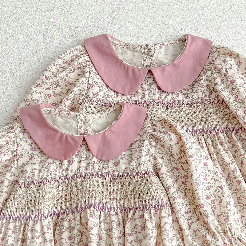 Spring Autumn Kids Baby Girls Long Sleeve Sweet Sisters Printing Dress Infant Rompers Kids Baby Girls Princess Clothes Rompers
