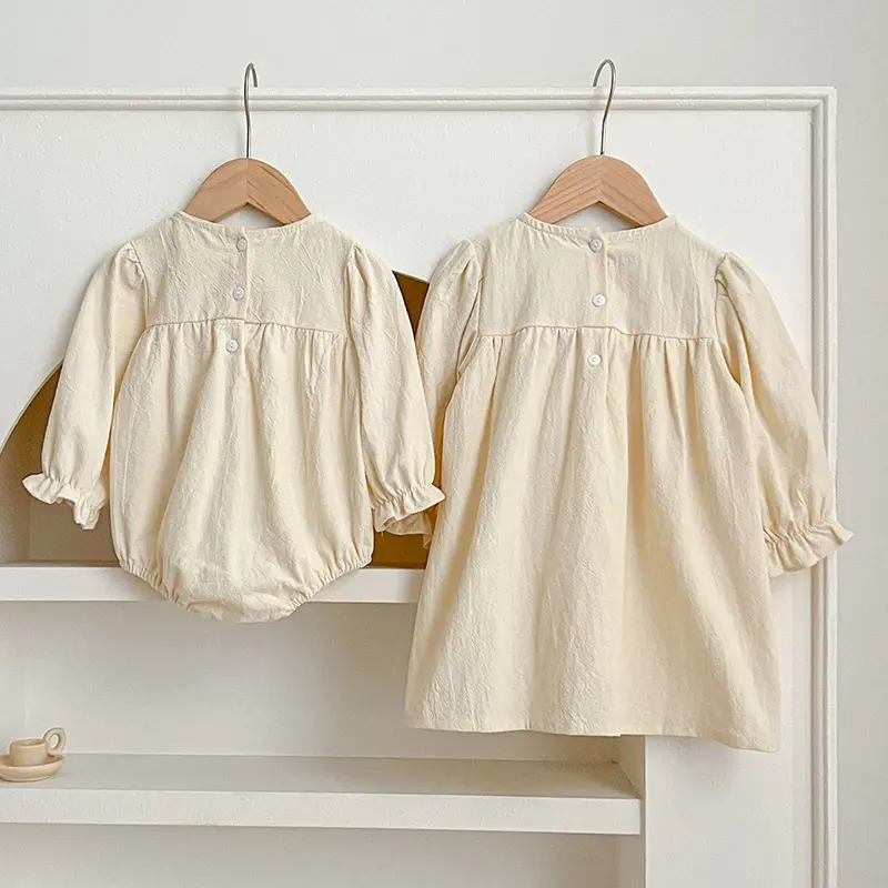 Family Sister Matching Dress Outfit Autumn Baby Girls Clothes Long Sleeve Flower Lace Girl Dress Baby Romper Princess Dresses