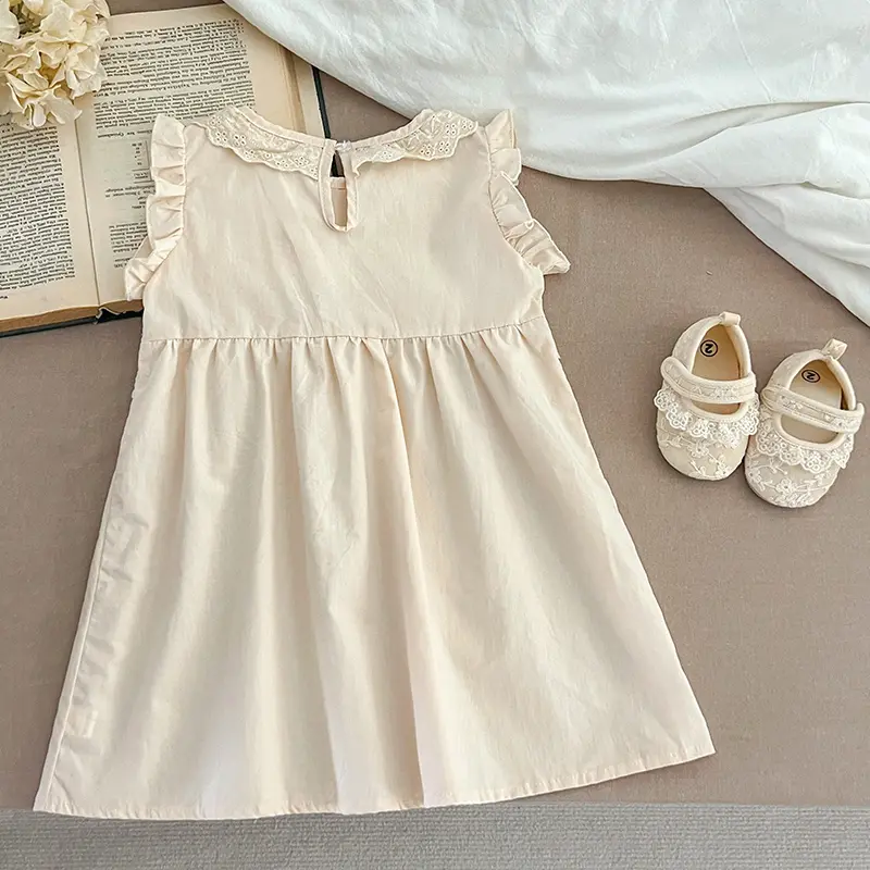 Summer Girl'S Princess Dress New Fashion Kids Lace Embroidered Sleeveless Dress For Children's Sweet Vest Dress Korean Style