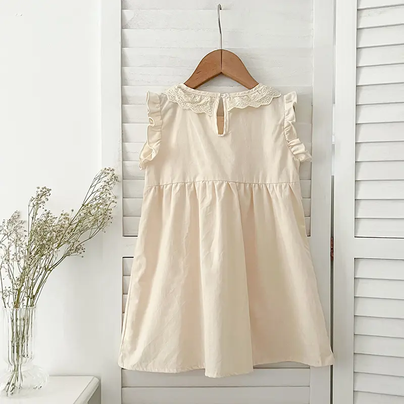 Summer Girl'S Princess Dress New Fashion Kids Lace Embroidered Sleeveless Dress For Children's Sweet Vest Dress Korean Style