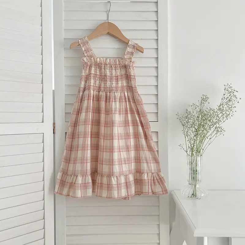 1-6Yrs Girls Plaid Dress Summer Toddler Baby Girls Sleeveless Grid Dress Infant Kids Baby Girls Princess Children Clothes Dress
