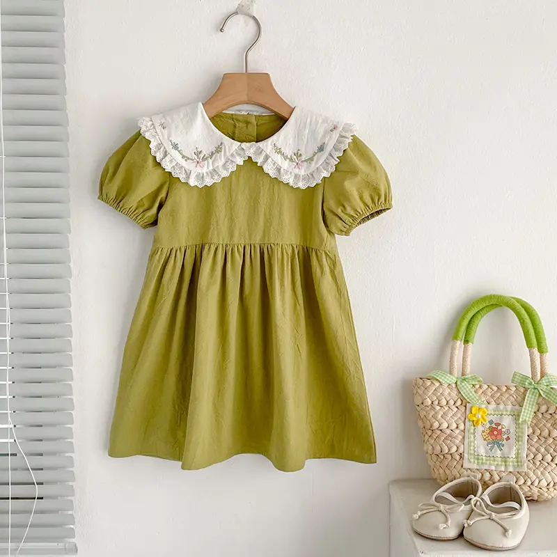 0-6Yrs Summer Sister Baby Girl Clothes Embroidery Lace Floral Toddler Girls Dress Newborn Infant Baby Romper Twin Princess Dress