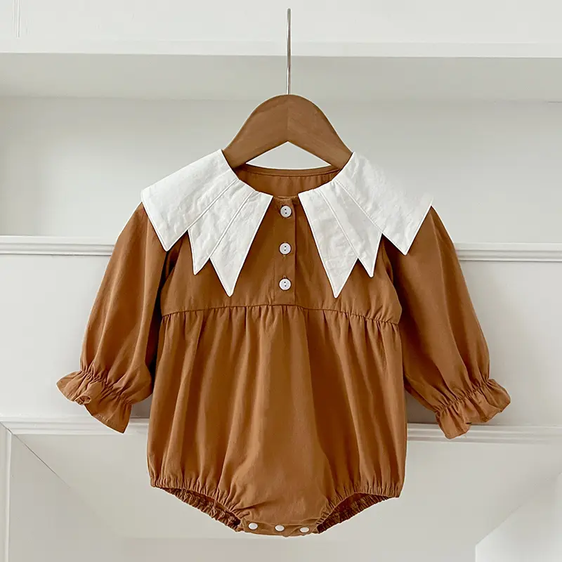 Infant Baby Girls Romper Newborn Clothing Solid Personalized Collar Cotton Rompers for Kids Baby Jumpsuit Playsuit Baby Clothes