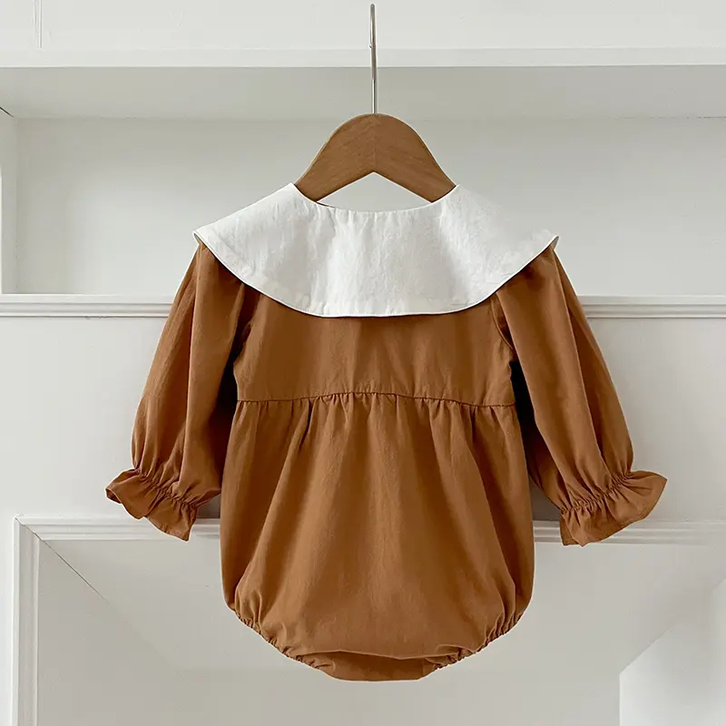 Infant Baby Girls Romper Newborn Clothing Solid Personalized Collar Cotton Rompers for Kids Baby Jumpsuit Playsuit Baby Clothes