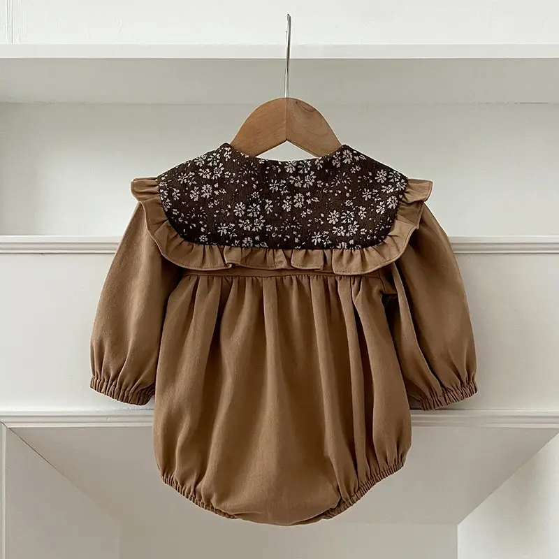 Autumn Newborn Clothes Retro Kids Baby Girls Long Sleeve Sweet Printing Princess Rompers Infant New Baby Girls Rompers Clothes