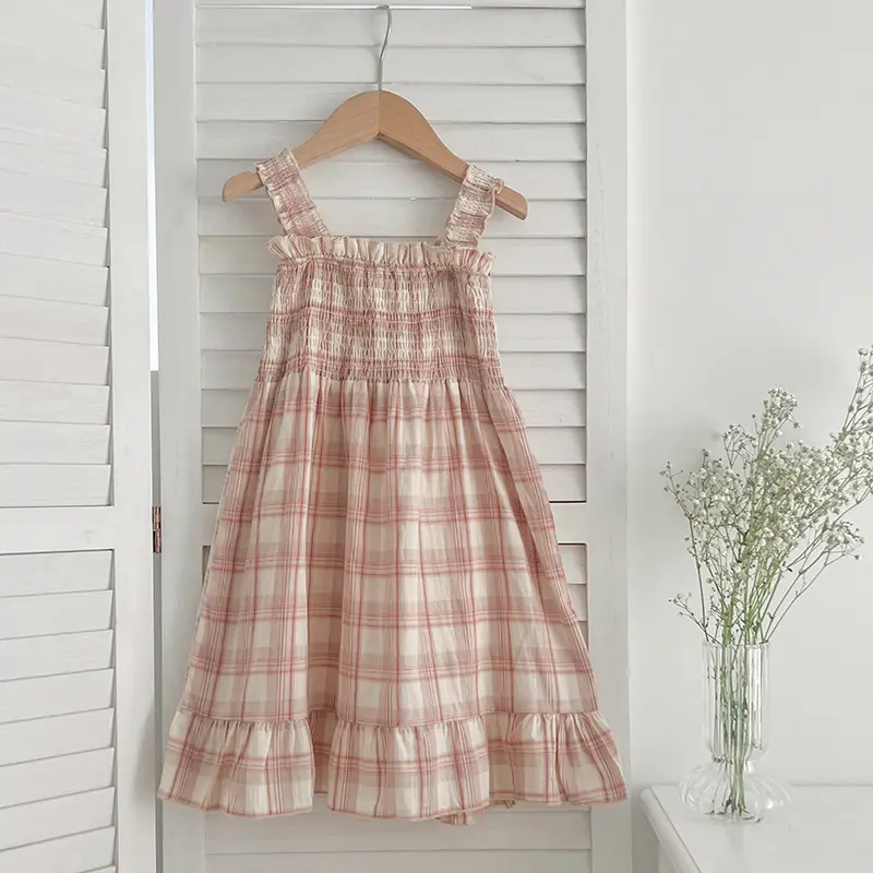 1-6Yrs Girls Plaid Dress Summer Toddler Baby Girls Sleeveless Grid Dress Infant Kids Baby Girls Princess Children Clothes Dress
