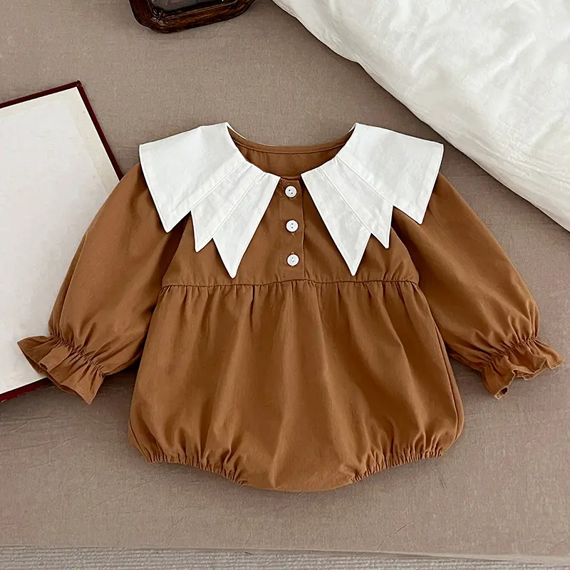 Infant Baby Girls Romper Newborn Clothing Solid Personalized Collar Cotton Rompers for Kids Baby Jumpsuit Playsuit Baby Clothes