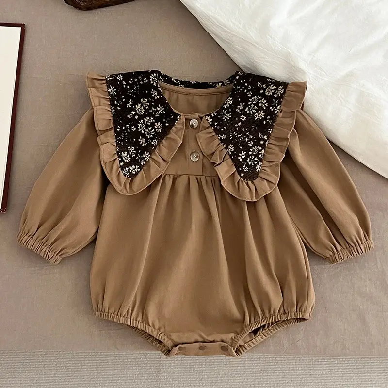 Autumn Newborn Clothes Retro Kids Baby Girls Long Sleeve Sweet Printing Princess Rompers Infant New Baby Girls Rompers Clothes