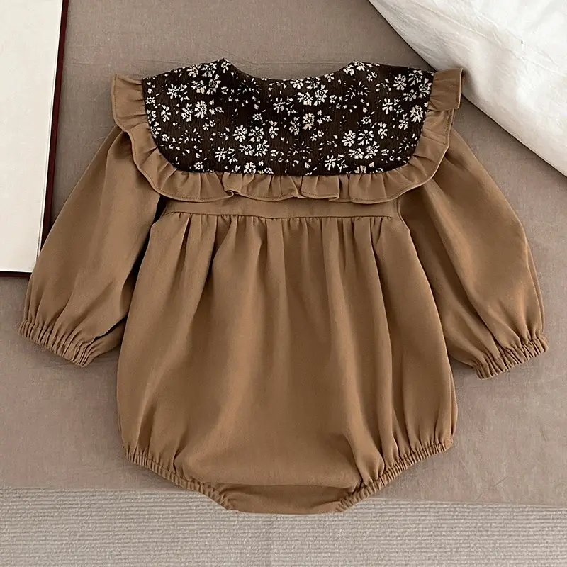 Autumn Newborn Clothes Retro Kids Baby Girls Long Sleeve Sweet Printing Princess Rompers Infant New Baby Girls Rompers Clothes