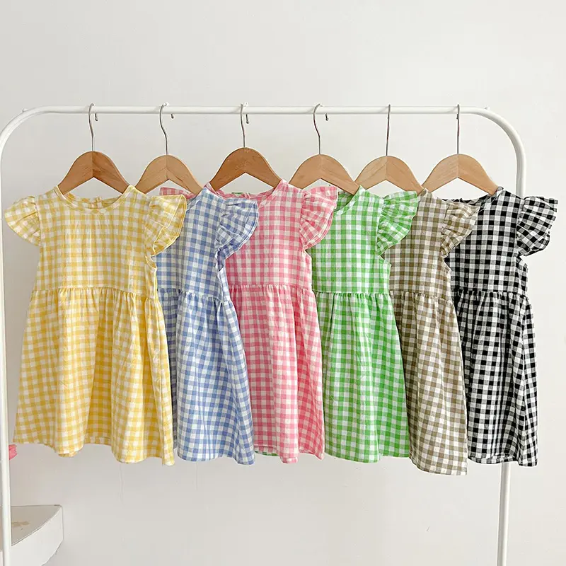 Summer Kids Baby Girls Sleeveless Grid Dress New Kids Baby Girls Sweet Cute Princess Children Clothes Dress