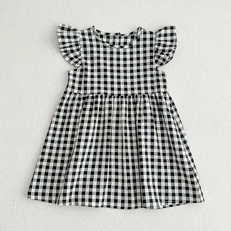 Summer Kids Baby Girls Sleeveless Grid Dress New Kids Baby Girls Sweet Cute Princess Children Clothes Dress
